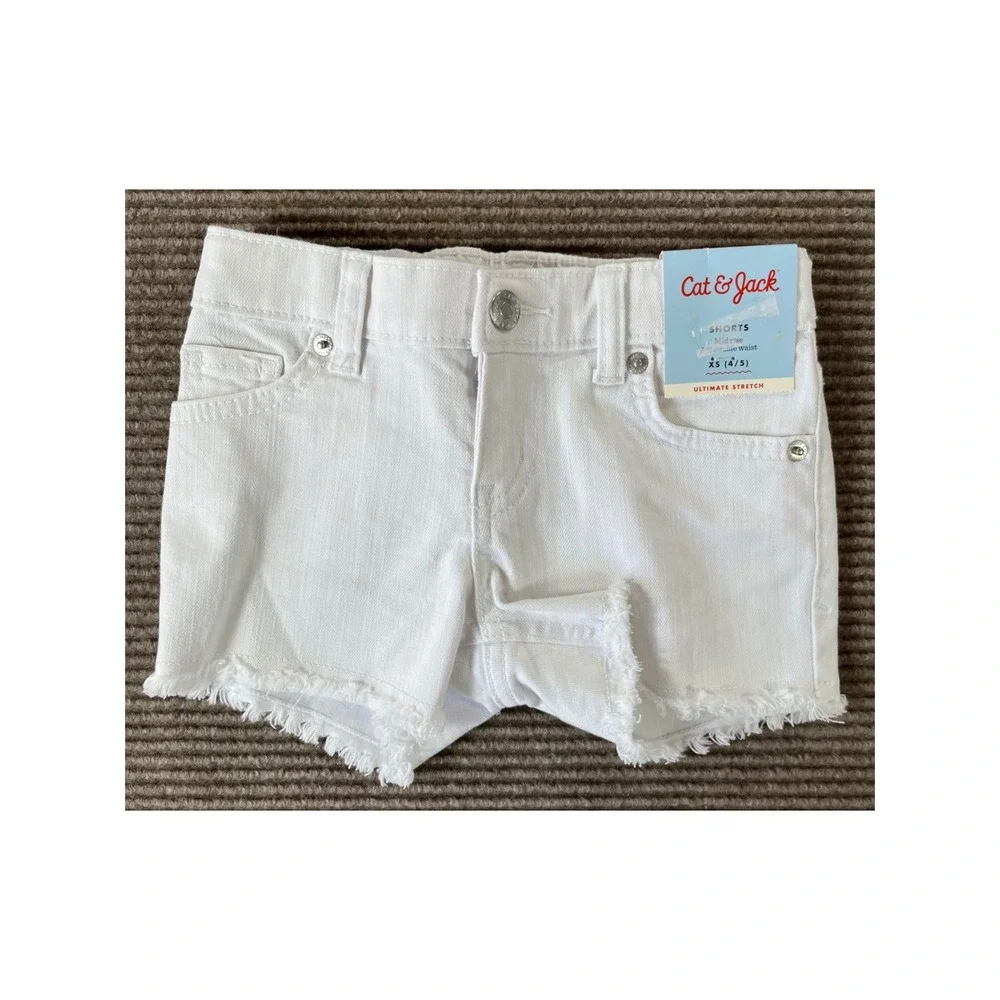 Girls‎ Cat & Jack Sz XS TShirt White Jean Shorts Bundle GIRLS NWT SZ XS 4/5